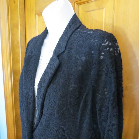 American Rag Cie Black Lace Blazer/Jacket 1/2 Sleeve Soft Size XL - Picture 3 of 11